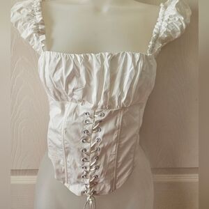 White Corset Top with Lace-Up Front